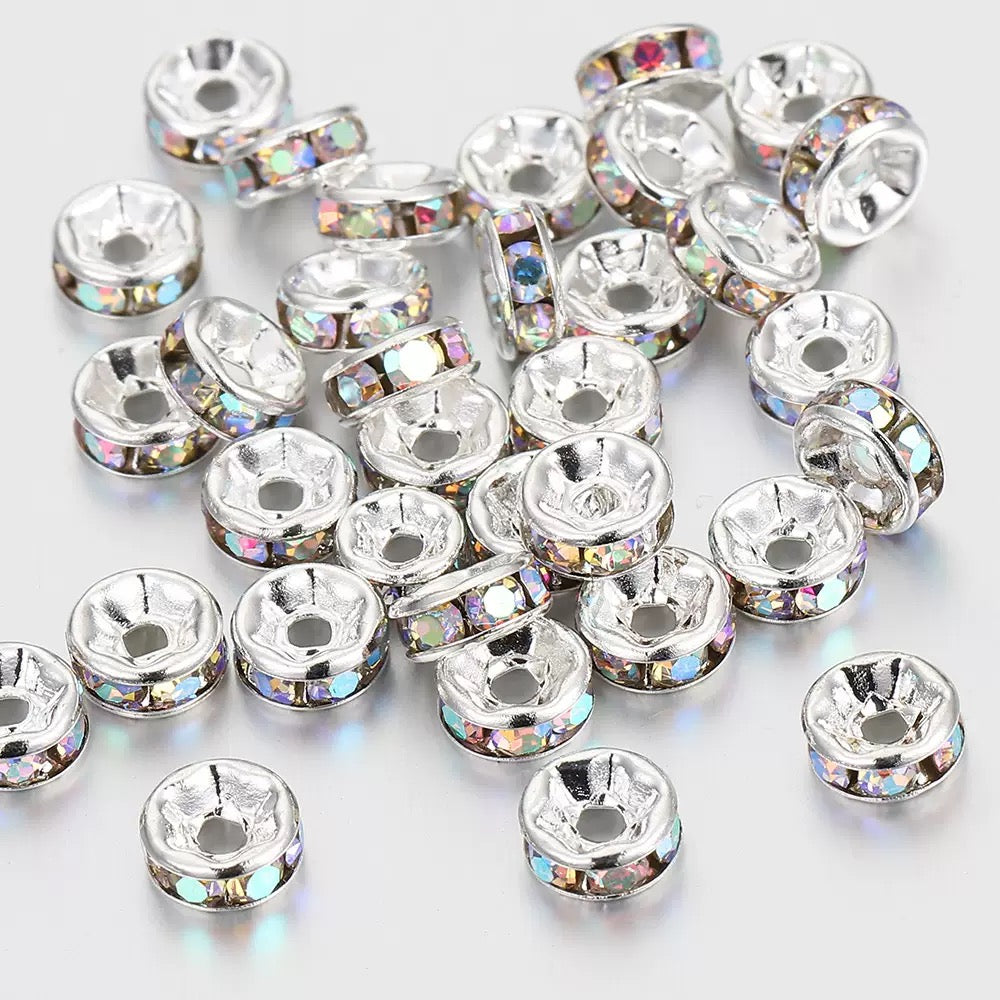 Copper rhinestone spacer beads for DIY jewelry making