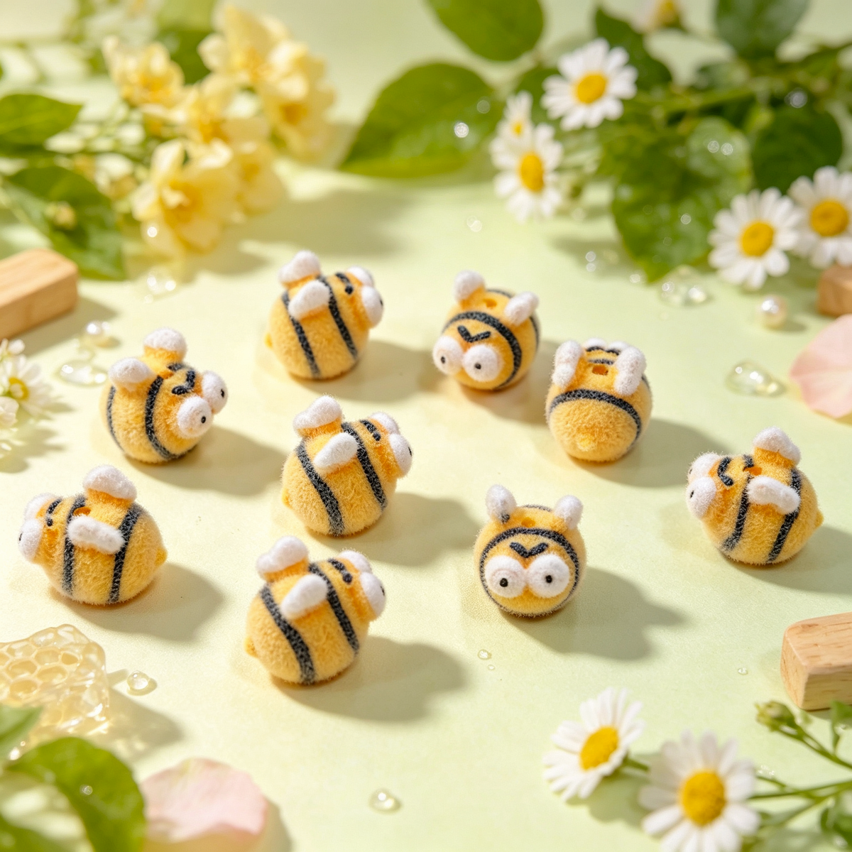 ✨【NEW】Fluffy Chunky Bee | Flocked Bee Beads for DIY Craft & Jewelry Making
