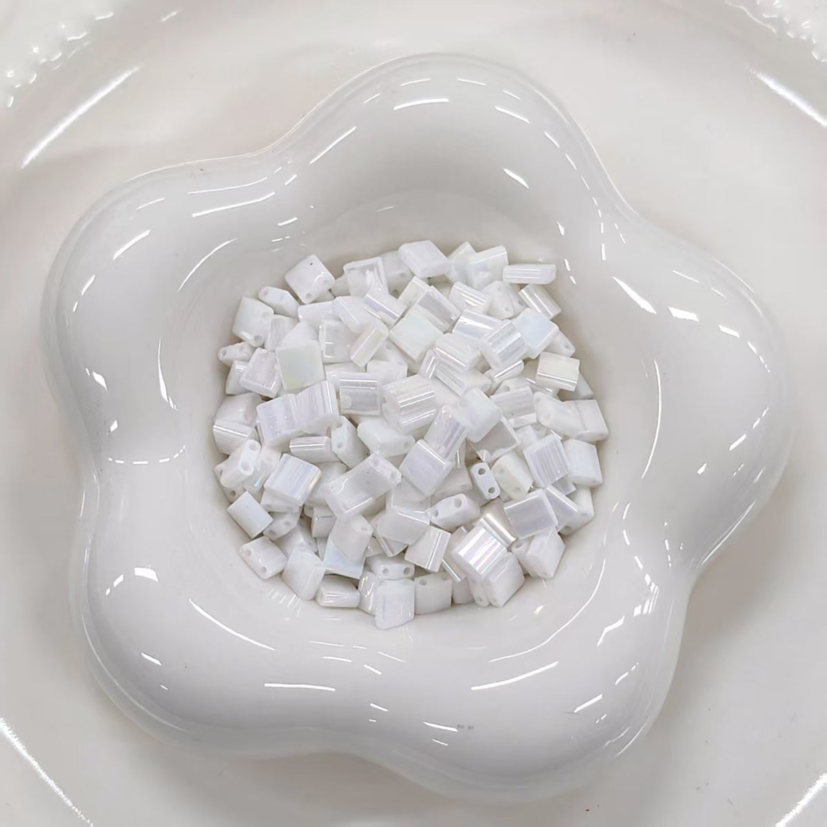 ✨【NEW】Luster Half Tila | Glossy Square‑Tile Glass Bead for DIY Handcrafted Jewelry