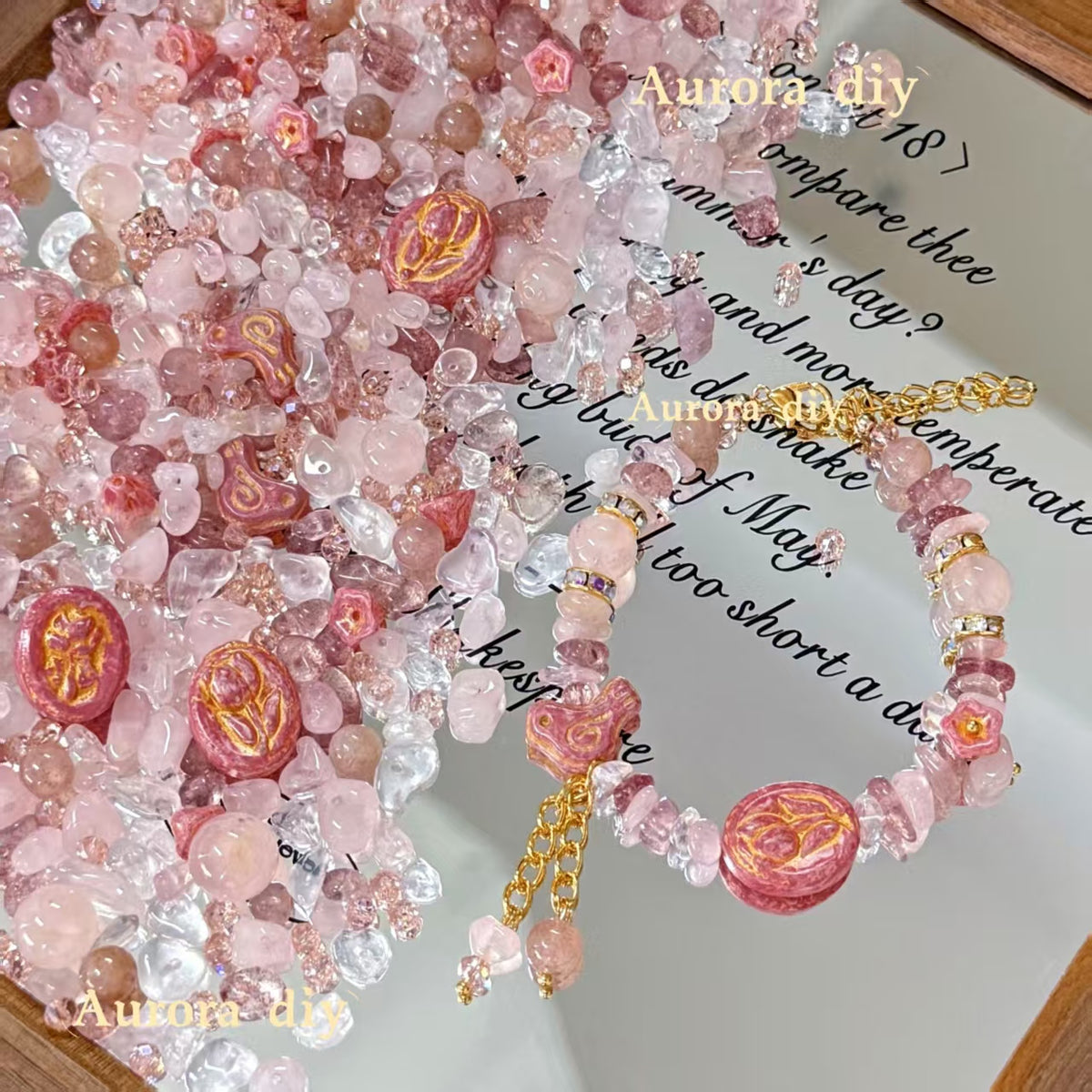 ✨【NEW】Blush Gem | Natural Crystal Chips Mix with Czech Beads & Faceted Glass Beads for DIY Jewelry Making