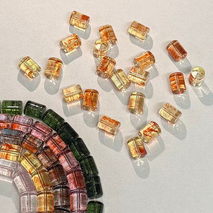 ✨【NEW】Tube Drift | Brush‑Streaked Tube Glass Beads For DIY Bracelet