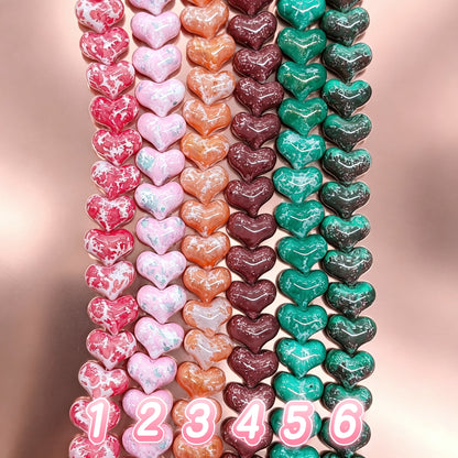 ✨【NEW】Heart Marble Splash | Marbled Heart Glass Beads for DIY Jewelry Making