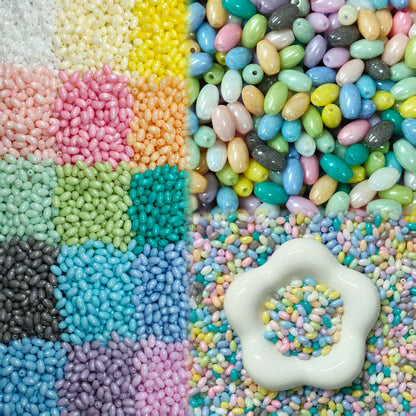 ✨【NEW】Rice Gloss | Glossy Rice‑Shaped Glass Seed Beads for DIY Bracelet Jewelry Making