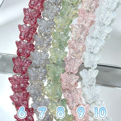 ✨【NEW】Pastel Fairy Butterfly｜mixed‑color, butterfly‑shaped, loose glass pieces for DIY bracelet necklace jewelry making