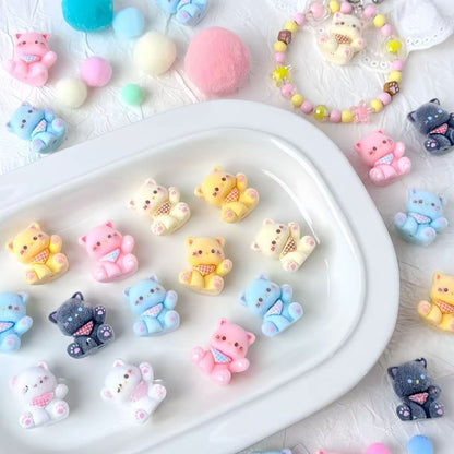 ✨【NEW】Fluffy Kitty | Flocked Resin Cat Beads, Vertical Hole DIY Jewelry Making Supplies