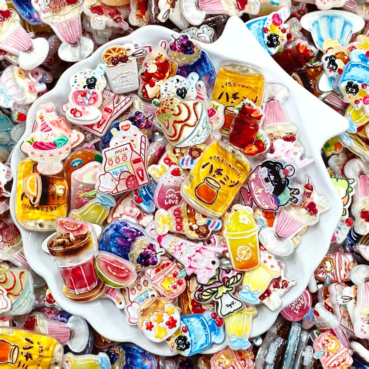 ✨【NEW】Sweet Bites | Food‑Themed Flat Embossed Charms, Dessert & Drink Patches for DIY Phone Charms, Hair Clips &  Jewelry Making