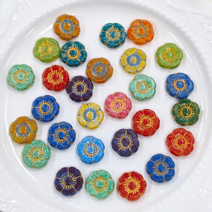 [NEW] Vintage Gold Inlay Czech Glass Beads