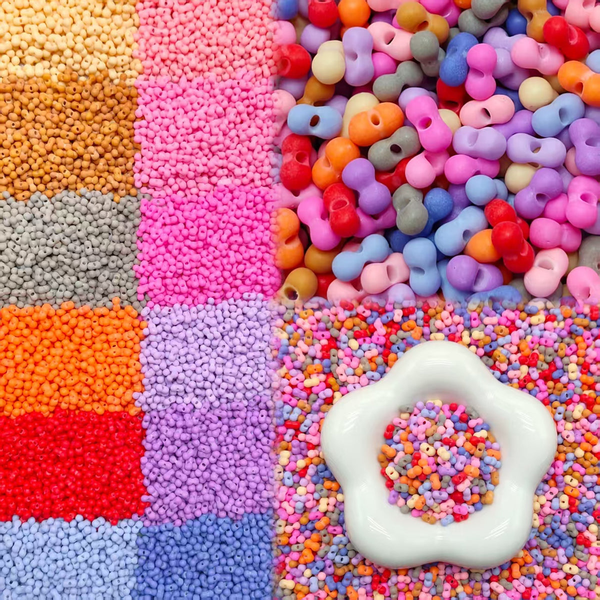 ✨【NEW】Rubber Peanut |4×6.5mm  Rubber‑Like Peanut‑Shaped Glass Beads for DIY Bracelet Jewelry Making