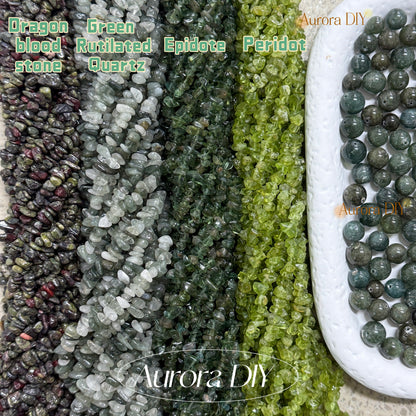 ✨【NEW】 Forest Gem | Green Crystal Chips Mix, Wood Cat Charms & Glass Beads DIY Jewelry Supplies