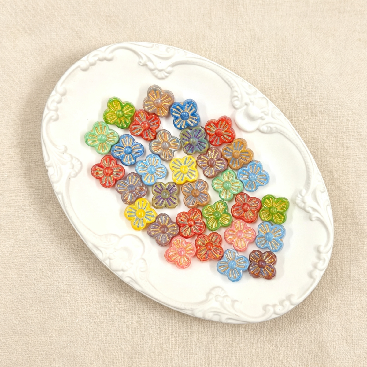 [NEW] Vintage Gold Inlay Czech Glass Beads