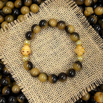 ✨【NEW】Amber Grove | 12mm Round Bodhi Beads With Carved Bunny & Four‑Leaf Flower Bodhi Beads