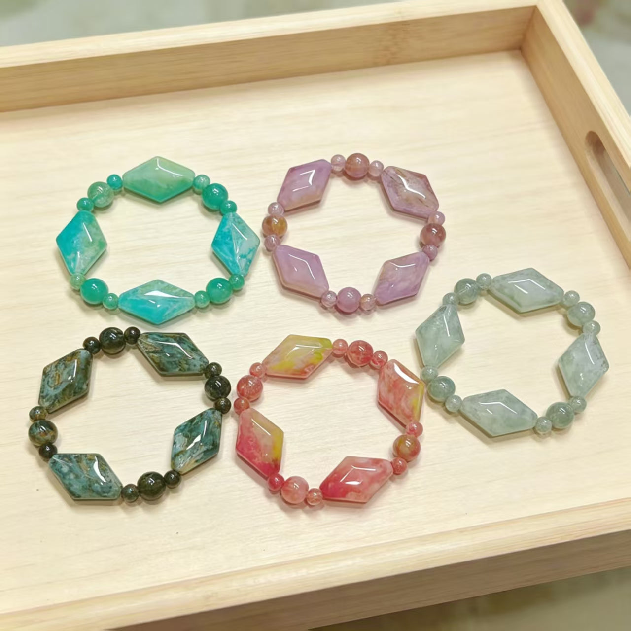 ✨【NEW】Pastel Rhombus｜Marbled Glass Beads for DIY Jewelry Making