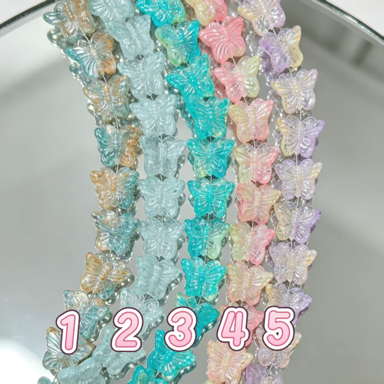 ✨【NEW】Pastel Fairy Butterfly｜mixed‑color, butterfly‑shaped, loose glass pieces for DIY bracelet necklace jewelry making