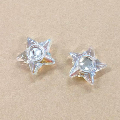 ✨【NEW】Aurora Gem Charms | Iridescent Acrylic Beads with Faux Zircon Inlay for DIY Jewelry Making