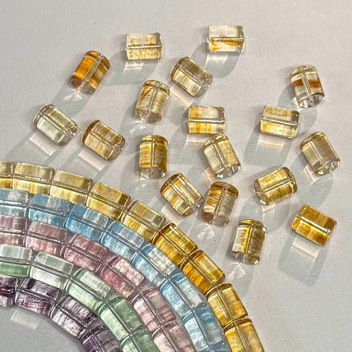 ✨【NEW】Tube Drift | Brush‑Streaked Tube Glass Beads For DIY Bracelet