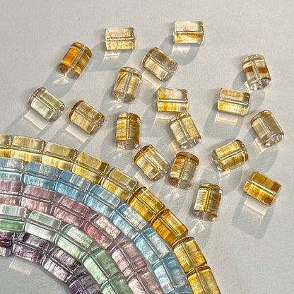 ✨【NEW】Tube Drift | Brush‑Streaked Tube Glass Beads For DIY Bracelet