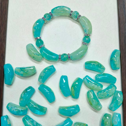 ✨【NEW】Pastel Curved Cube｜Marbled Glass Beads for DIY Jewelry Making