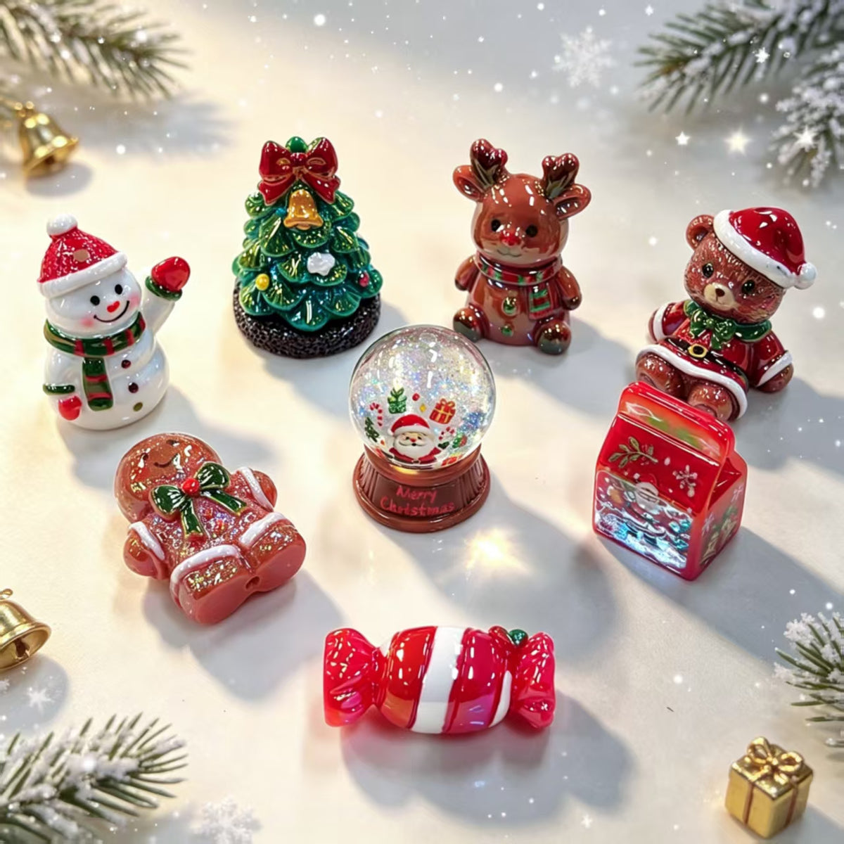 ✨【NEW】Christmas Resin Beads II | UV Iridescent Coating Vertical Pre‑Drilled Hole Festive DIY Jewelry Supplies