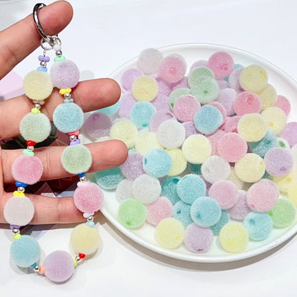 ✨【NEW】Candy Fluffy Orbs | 15.5 mm Flocked Round Beads for DIY Jewelry Making
