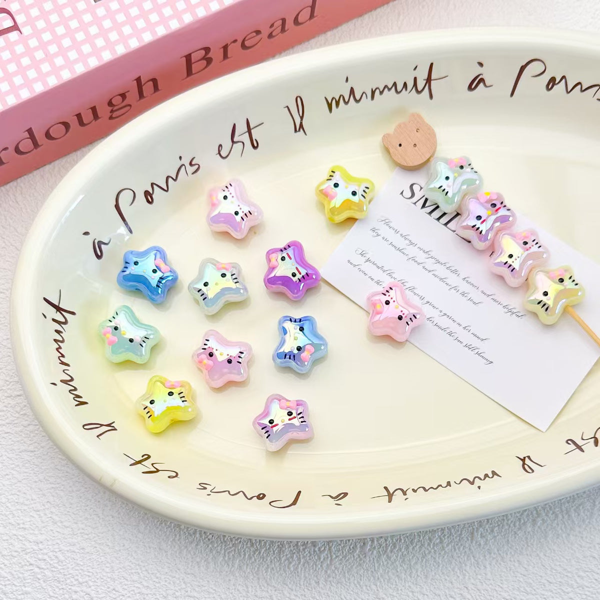 ✨【NEW】Iridescent Kitty Star | Cute Cartoon Face UV Acrylic Beads For DIY Jewelry