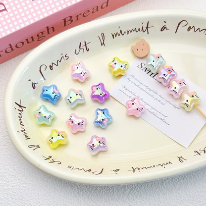 ✨【NEW】Iridescent Kitty Star | Cute Cartoon Face UV Acrylic Beads For DIY Jewelry