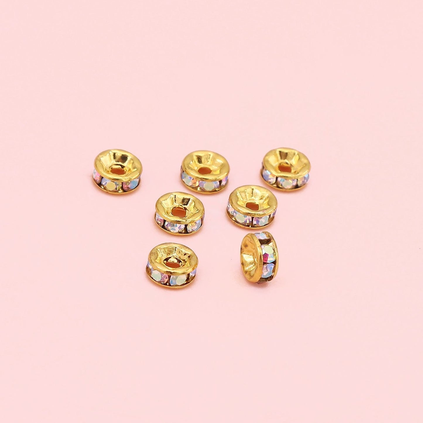 Copper rhinestone spacer beads for DIY jewelry making