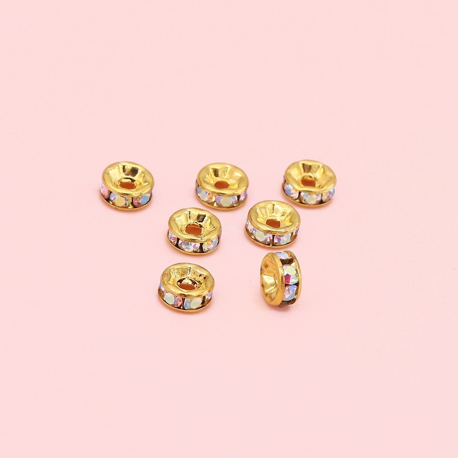 Copper rhinestone spacer beads for DIY jewelry making