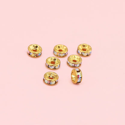 Copper rhinestone spacer beads for DIY jewelry making