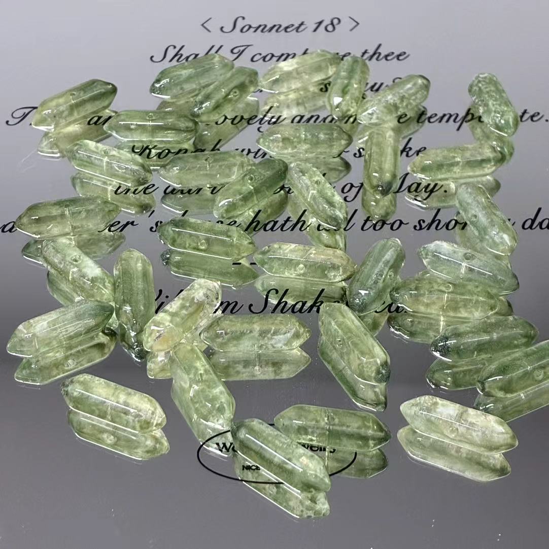 ✨【NEW】Gradient Double‑Point Prism｜Faceted Glass Beads for DIY Bracelet Jewelry Making