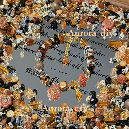 ✨【NEW】Amber Harvest｜Warm‑toned loose beads with crystal chips, czech glass, faceted glass & seashell for DIY bracelet making