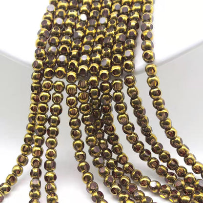 ✨【NEW|B1G1】Gold‑Rim Facet Orb | 4mm Gold‑Rim Faceted Round Glass Beads for DIY Bracelet Jewelry Making
