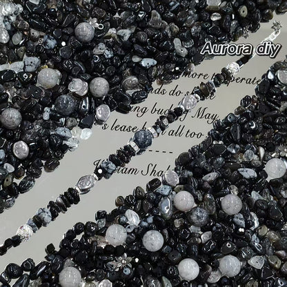 ✨【NEW】Noir Obsidian | Black Crystal Chips, Czech Beads, Black Faceted Glass Beads & Assorted Black Alloy Charms for DIY Jewelry Making