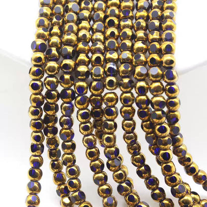 ✨【NEW|B1G1】Gold‑Rim Facet Orb | 4mm Gold‑Rim Faceted Round Glass Beads for DIY Bracelet Jewelry Making