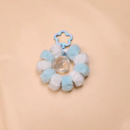 ✨【NEW】Fluffy Faux‑Rabbit Pom‑pom｜Colorful Straight Hole Beads for DIY Phone Charm Jewelry Making