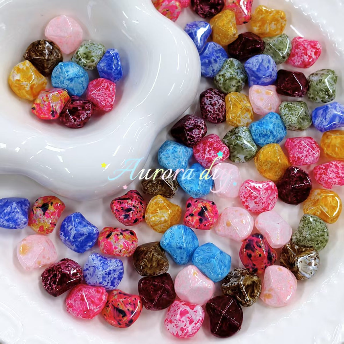 ✨【NEW】Oil Specked Bitten Round Facet | Glass Beads for DIY Jewelry Making