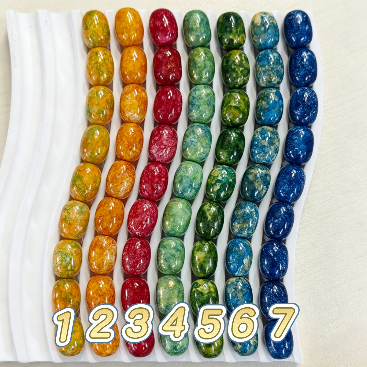 ✨【NEW】Gilded Kaleidoscope | Oval Barrel Oil‑Paint Glass Beads With Gold Glitter For DIY Bracelet Necklace Earring Making