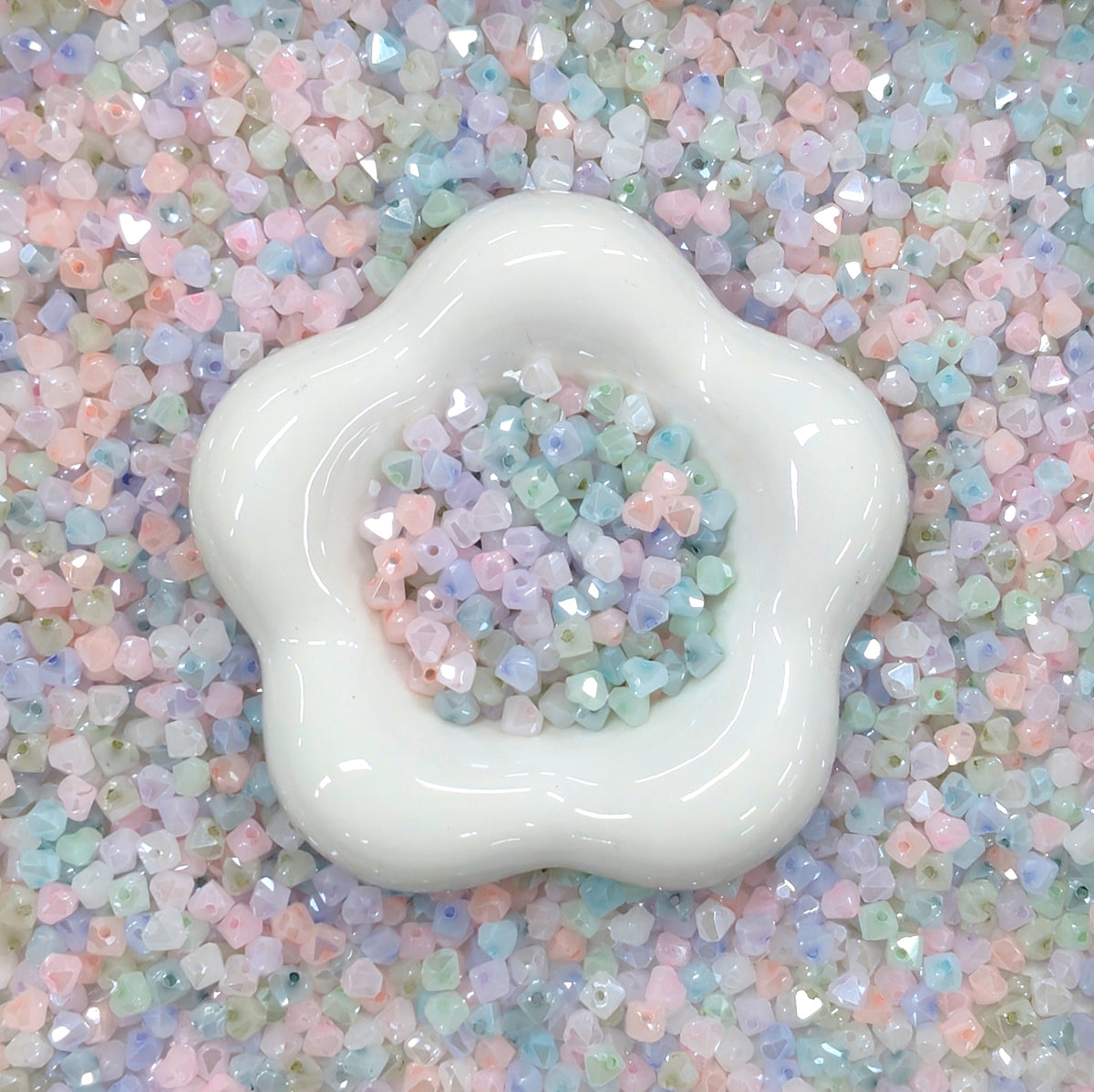 ✨【NEW】6mm Jade Prism Heart | Imitation Jade Faceted Heart Triangle Glass Beads, Pastel Mixed Colors for DIY Jewelry