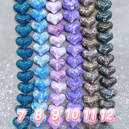 ✨【NEW】Heart Marble Splash | Marbled Heart Glass Beads for DIY Jewelry Making