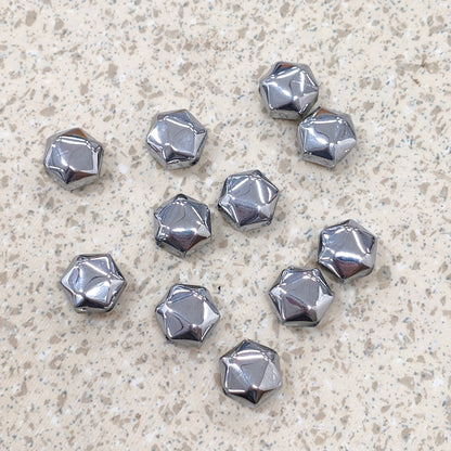 ✨【NEW】Metallic Hexagon Faceted Beads, Iridescent Plated Glass Beads for Jewelry Supply