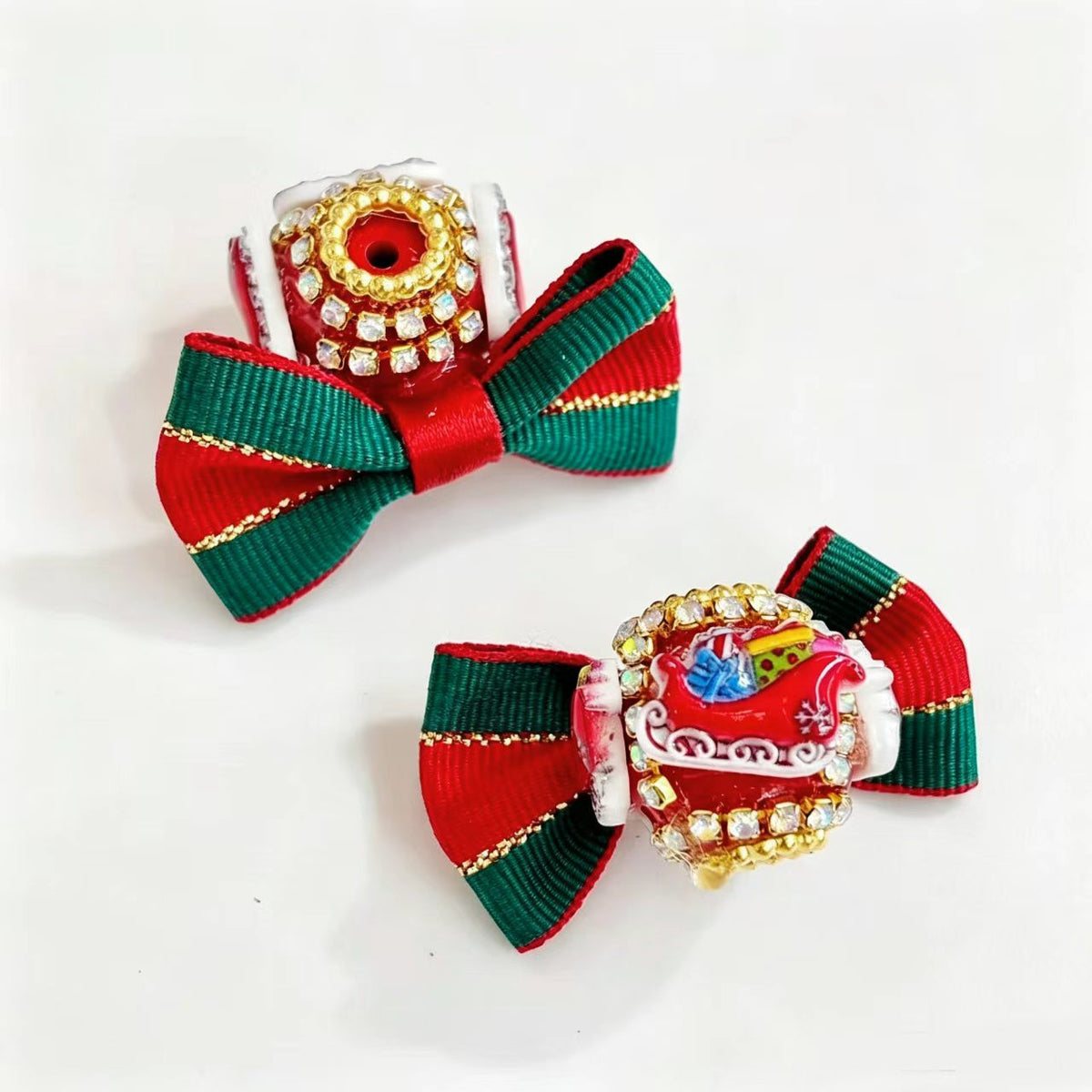 ✨【NEW】Christmas Ornate Bow Beads | Rhinestone Ribbon Bow Beads with Straight Hole for DIY Beaded Pen, Phone Strap & Keychain