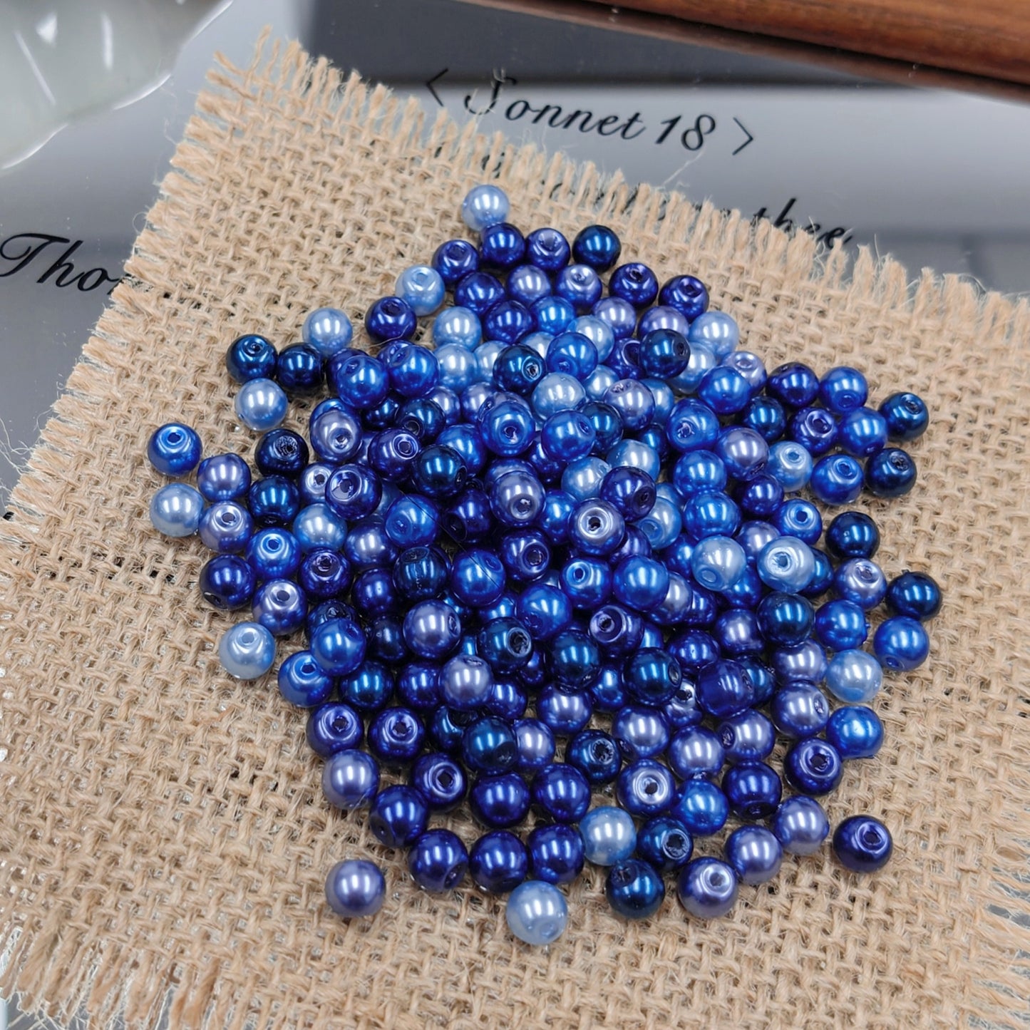 ✨【NEW】6mm Marine Veil | Navy‑Sky‑Blue Pearl‑Like Glass Beads for DIY Bracelet Earring Jewelry Making