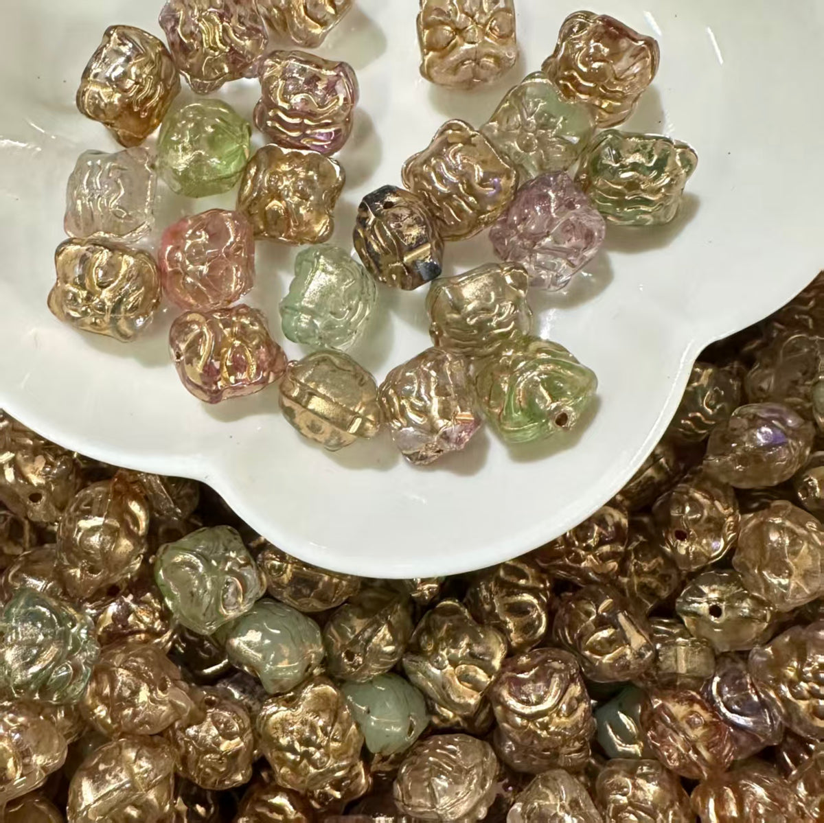 ✨【NEW】Gilded Lion Head | Vintage Gold Painted Glass Lion Head Beads for DIY Jewelry Making