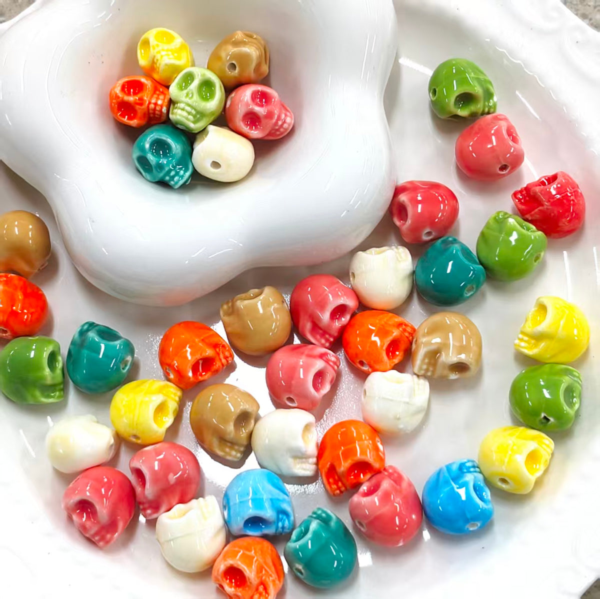 ✨【NEW】Ceramic Skull | Multicolor 3D Ceramic Skull Beads for DIY Bracelets, Phone Charms & Jewelry Making