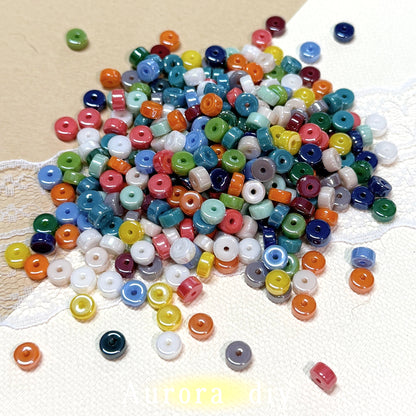 ✨【NEW】3×6mm Opaque Enameled Wheel | Mixed Color Glass Spacer Beads for DIY Jewelry Making