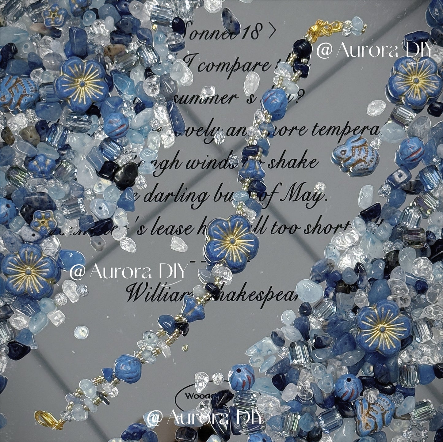 ✨【NEW】Blue Tide Bloom｜Blue‑toned loose beads with crystal chip stones, czech glass & faceted glass for DIY bracelet making