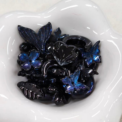 ✨【NEW】Midnight Galaxy | Mixed Dark Galaxy Glass Charms, Assorted Shapes DIY Jewelry Supplies