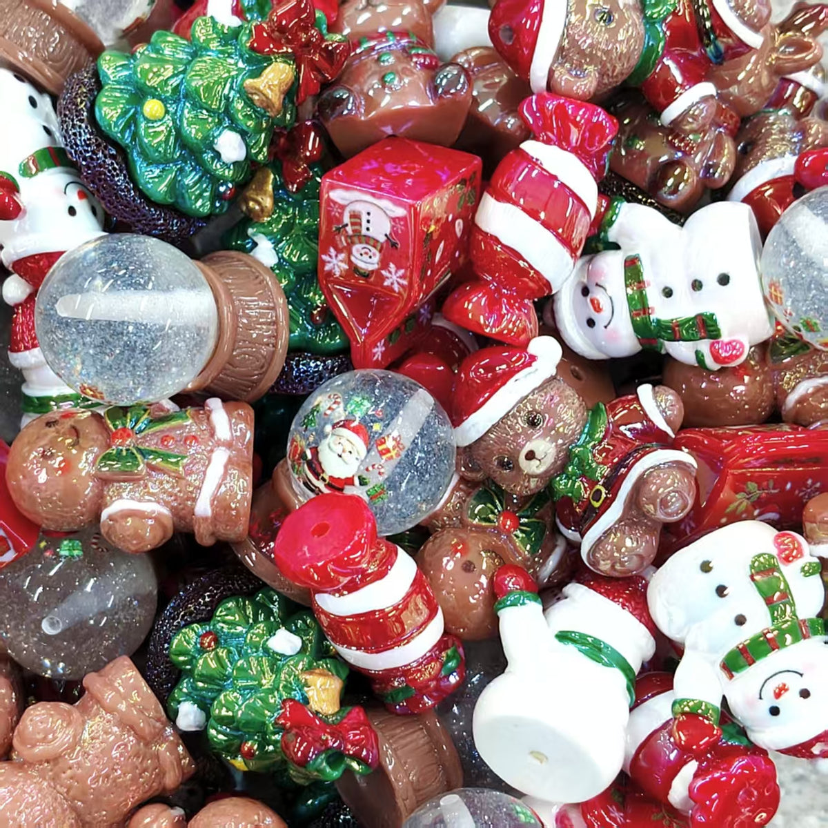 ✨【NEW】Christmas Resin Beads II | UV Iridescent Coating Vertical Pre‑Drilled Hole Festive DIY Jewelry Supplies
