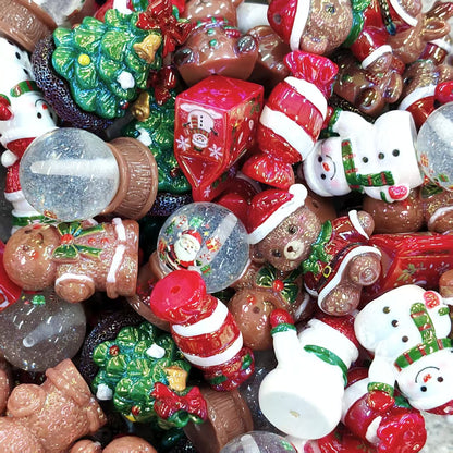 ✨【NEW】Christmas Resin Beads II | UV Iridescent Coating Vertical Pre‑Drilled Hole Festive DIY Jewelry Supplies