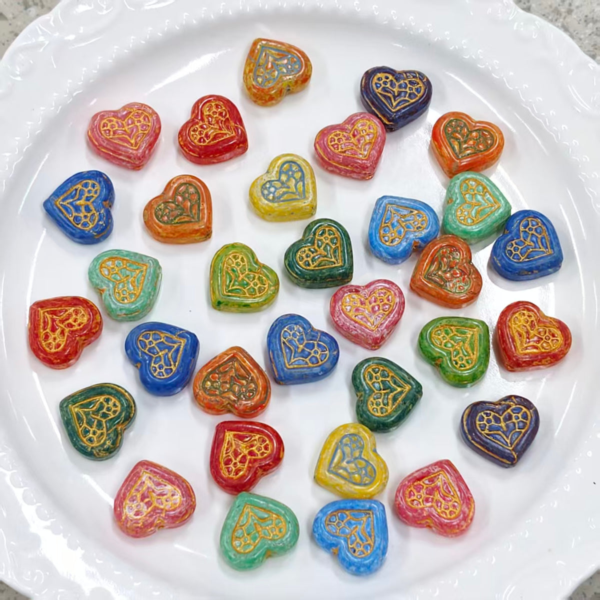 [NEW] Vintage Gold Inlay Czech Glass Beads