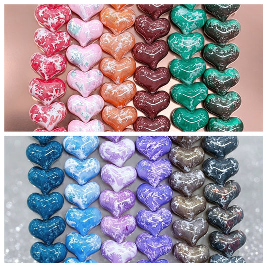 ✨【NEW】Heart Marble Splash | Marbled Heart Glass Beads for DIY Jewelry Making